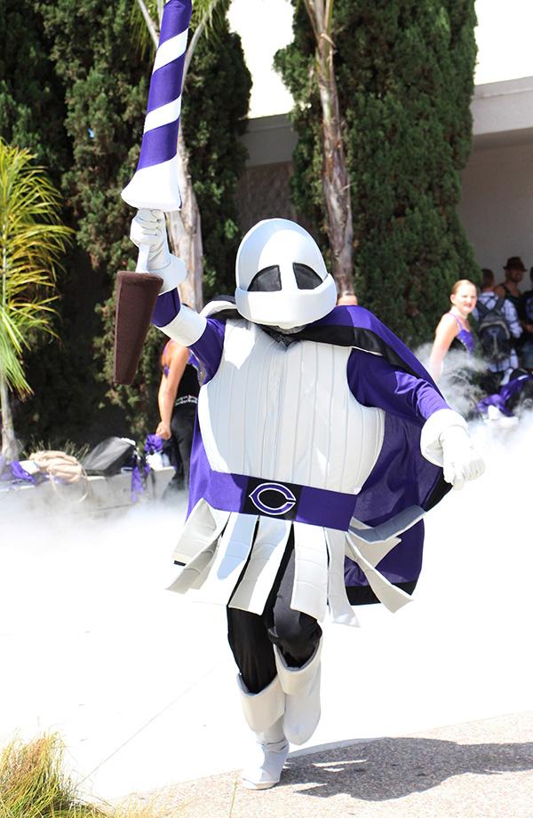 The new Lancer mascot victoriously runs from the smoky Carlsbad tunnel and makes his first appearance  to Carlsbad students at the pep rally on August 30th. You can catch the new mascot at every home football game this season and spirit events throughout the year.