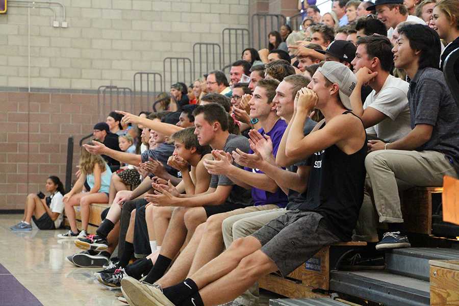 During the girls volleyball game against Fallbrook, the noise boys debuted their support the spandex shirts and spirit. Despite the loss against Fallbrook, the boys provided lots of crowd support and encouragement. 