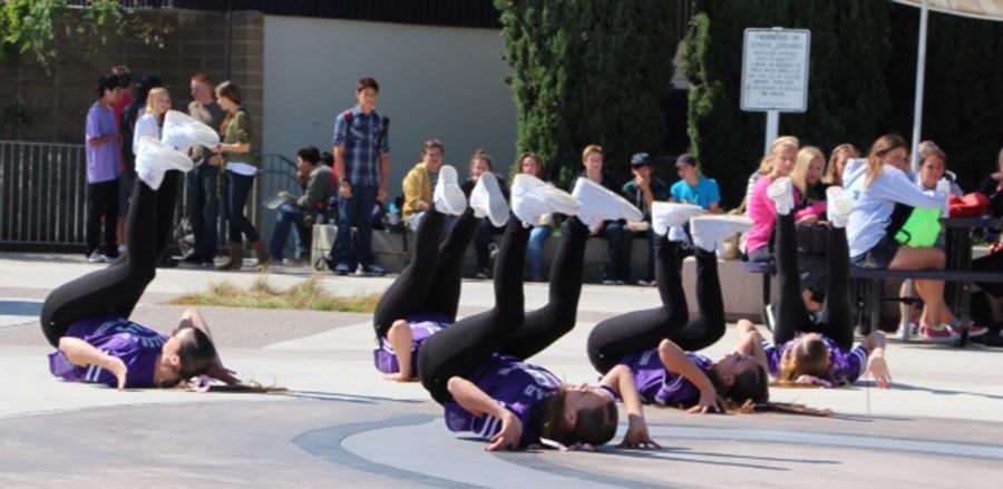 Lancer Dancers perform a hip hop routine at the pep rally Friday. ASB organizes pep rallies before every football game to get students pumped.