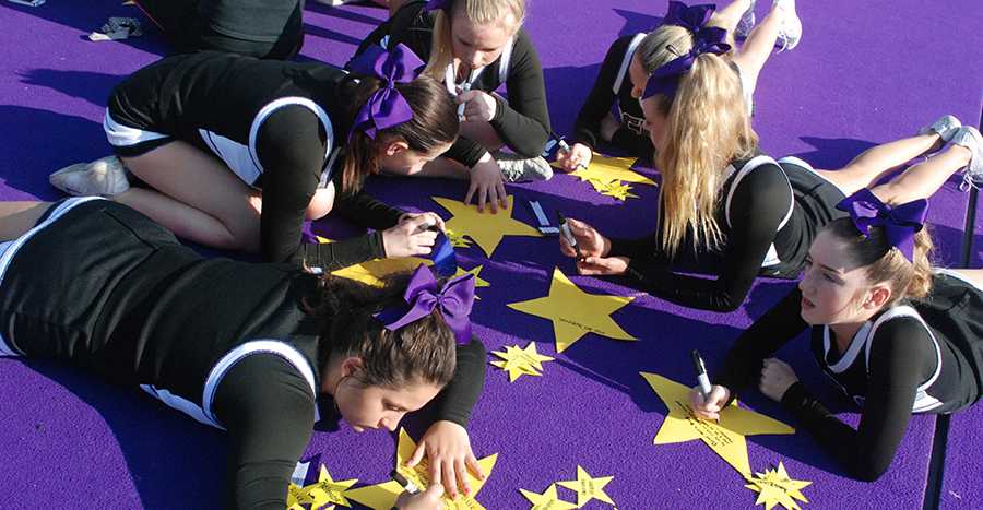 For teacher appreciation, cheerleaders are putting gold stars on teachers doors. At the basketball game on Feb. 21 the cheerleaders are recognizing the teachers. 