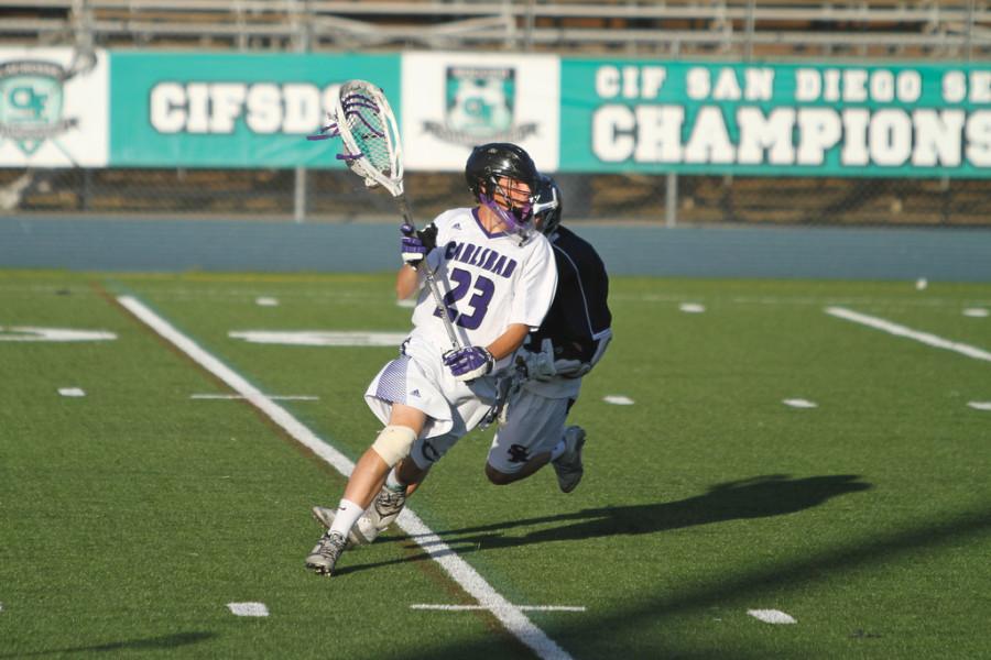 Junior goalie Thomas Soetaert breaks some ankles why killing the final seconds to Carlsbad first CIF win. Soetaert made some amazing saves throughout the game and kept Carlsbad in the lead.