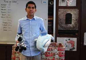 President of Encuentros club, Senior Eric Dominquez, leads an annual toy drive. The toys all go to Casa de Amparo in San Marcos.