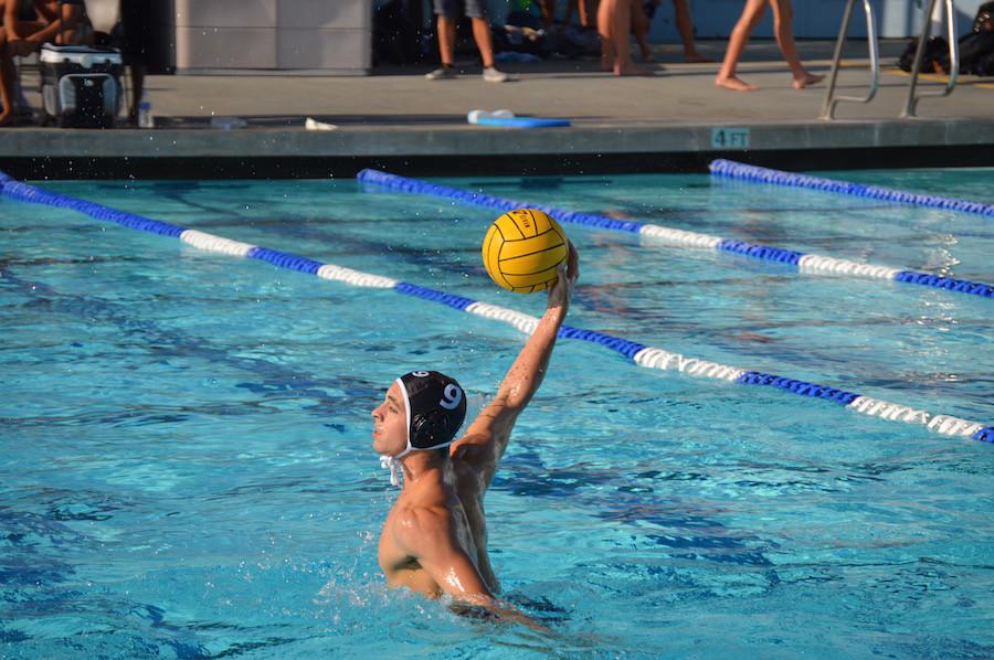 Senior, Ryan Coval, takes on Bishops High School in his water polo game on Tuesday, October 20th. Carlsbad fought hard until the end, but had a tough loss, the score coming out to 6-9. 