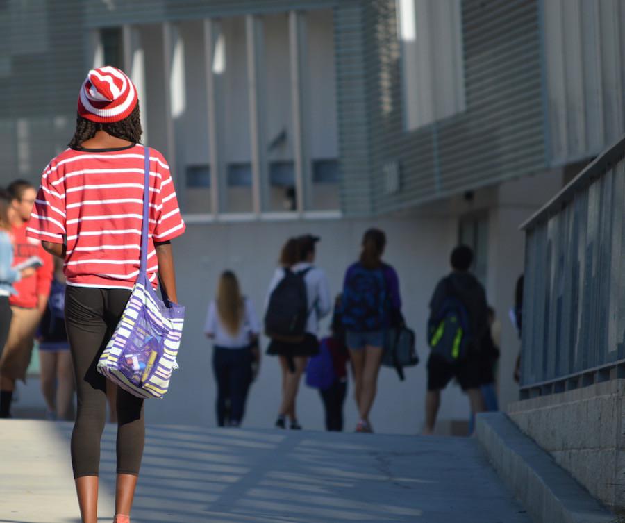 Friday October 30, Carlsbad high students dressed up in their halloween costumes in promotion of a drug free life style. Sophomore, Jada Williams dresses up as Waldo for the last day of red ribbon week.  