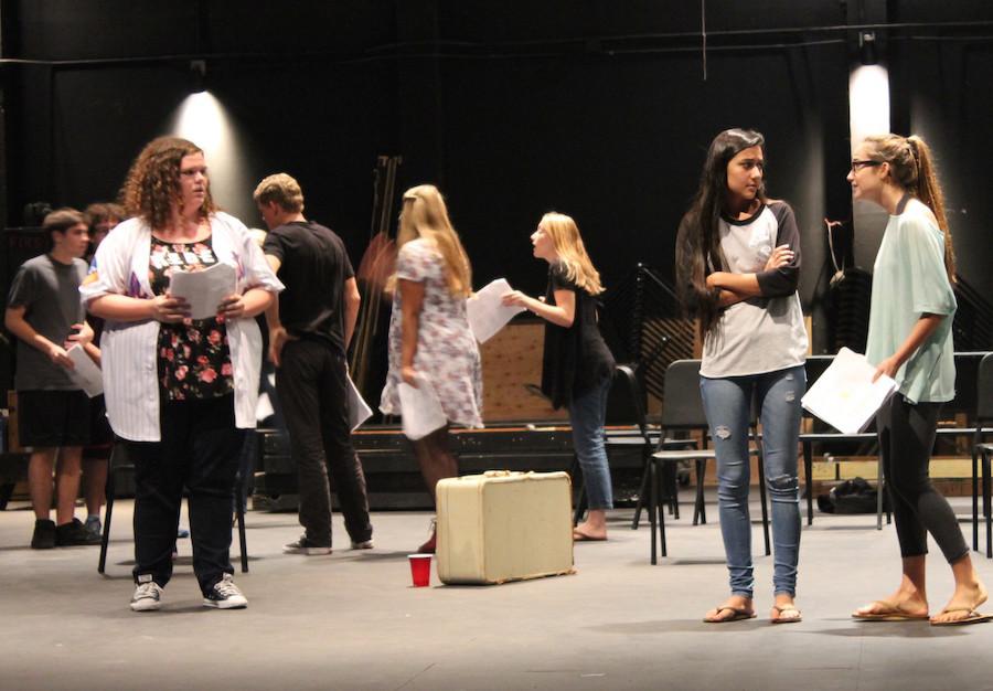 Cast members rehearse for this years fall play. They are performing Nooses Off which is inspired by the 1992 play Noises Off  by Michael Frayn.