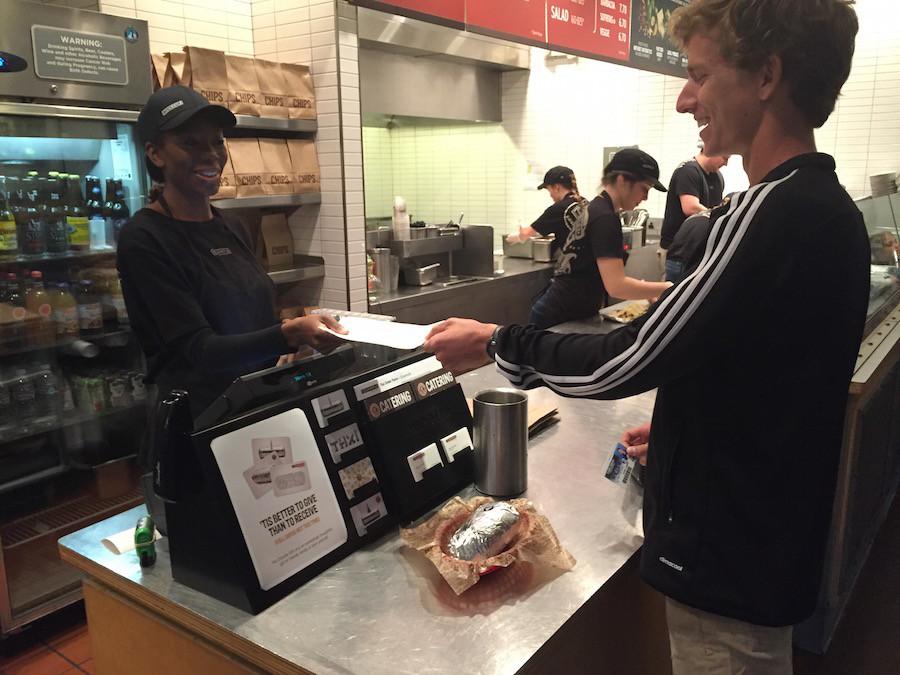 Senior, Tanner Layton, shows support for his cross country team by going to the Chipotle fundraiser on Tuesday, November 10th. This is one of the many times Chipotle has helped out Carlsbad High sports programs and clubs. 