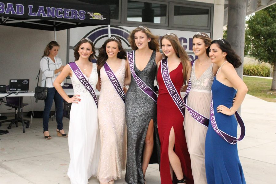 The Homecoming princesses pose for a photo before the assembly. The court attended the dance on Saturday night, and spent the night dancing with friends.