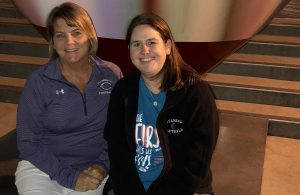 Journalism teacher Mrs. Ryan (right) and school administrator Mrs. Redfield (left) pose for a picture at the spring Journalism Education Association convention in San Francisco, CA. Mrs. Ryan supervised her students and Mrs. Redfield chaperoned.