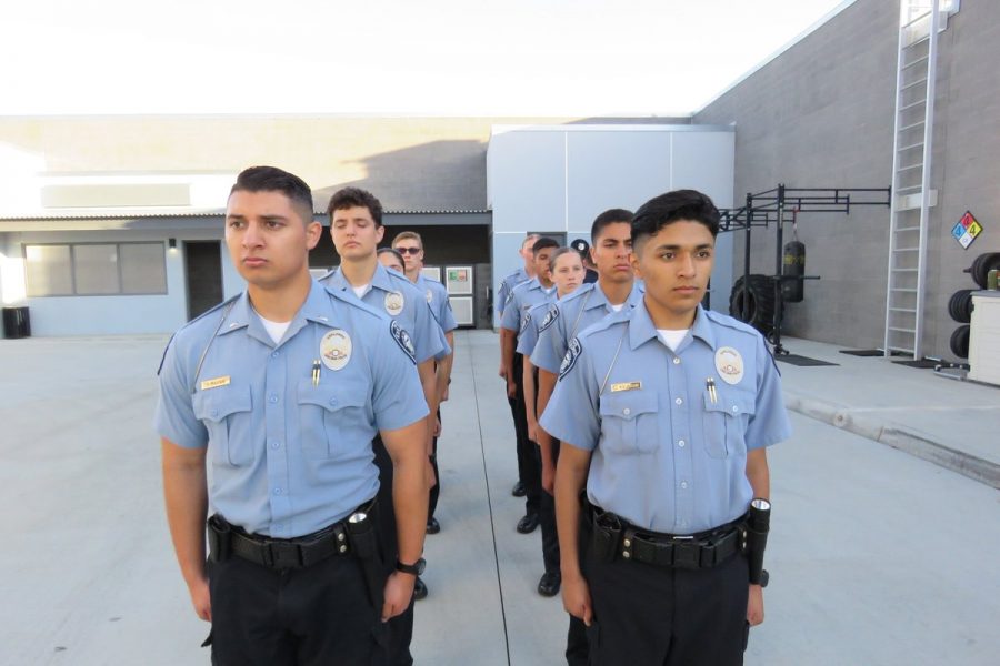 Police Explorers standing in line for the program.