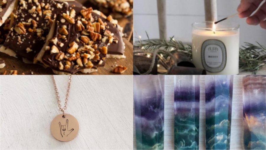 The Carlsbad small business holiday gift guide features local shops Aura Candles, The Four Lunas, Village Rock Shop and Stamped at the Sea. 