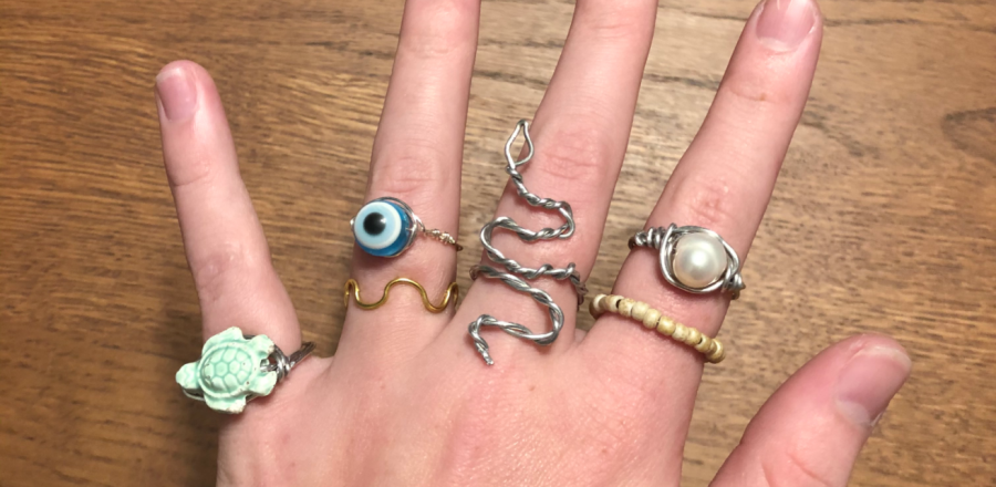 All rings featured in this image are hand made by Teagen Seifert. Photo by Teagen Seifert.