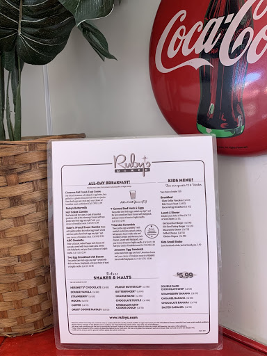 The classic Rubys Diner menu.