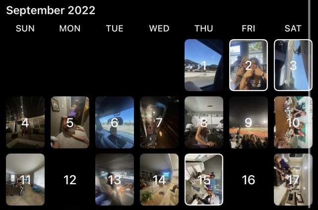 The BeReal app shows a monthly summary of past photos.