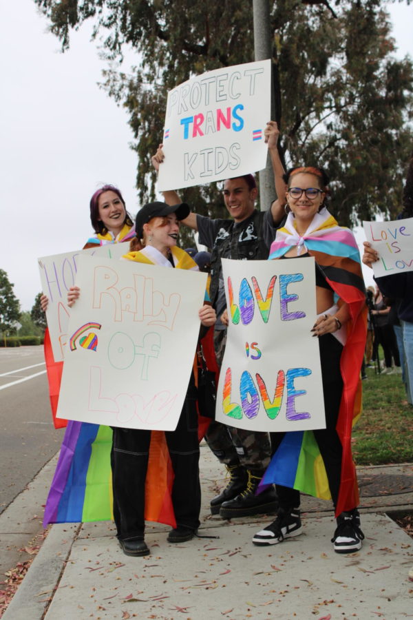 Students, parents, CUSD faculty and other community members rallied to show LGBTQ+ support to passing cars.