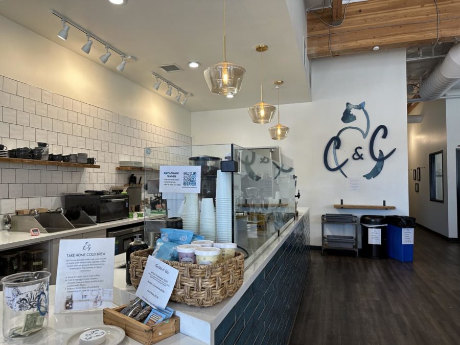 Pictured is the cafe portion of Cat and Craft, where bakery goods and drinks are ordered.