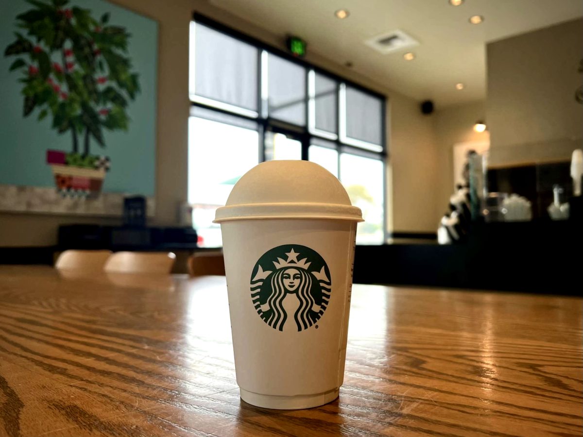 New biodegradable Starbucks cup at Carlsbad locations.