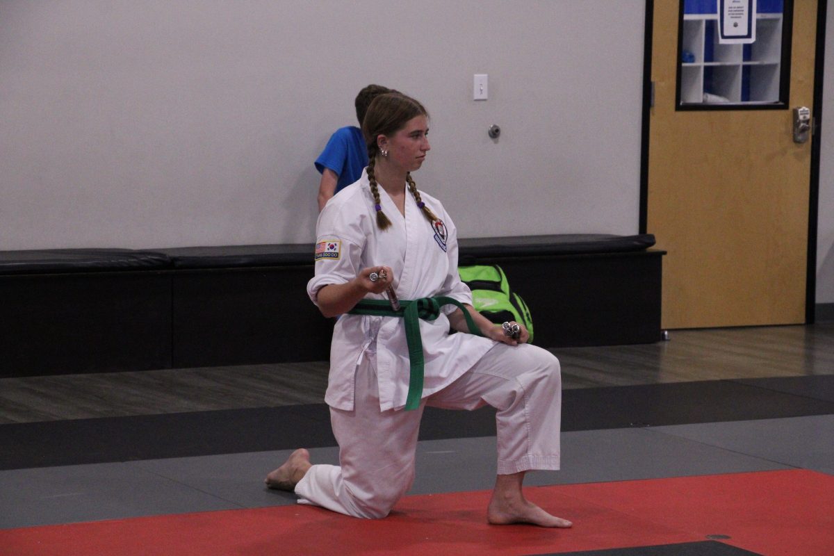 Clara Lozar in karate class.