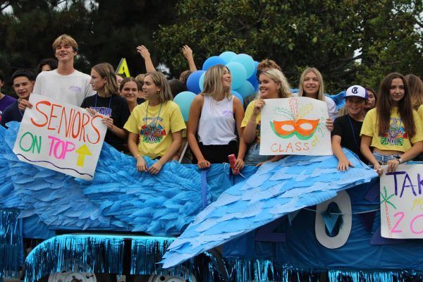 The class of 2025 on the senior float during the Lancer Day parade.