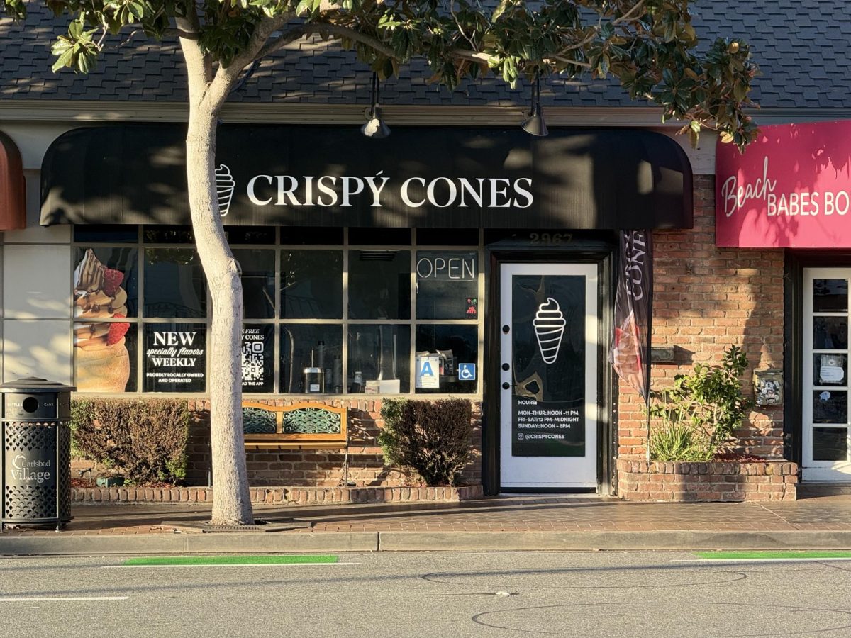 The Crispy Cone shop sits closed before opening hours in Carlsbad Village. 
